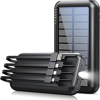 UYAYOHU Power Bank Portable Solar Charger 40000mAh Large Capacity 3 Output Cables and 1 Input and Flashlight 5V 3.1A Fast Charge Compatible with All Smartphones and USB Devices