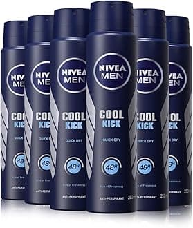 NIVEA MEN Cool Kick Anti-Perspirant Spray Pack of 6 (6 x 250ml), Fresh 48H Protection, Cool-Care Aerosol for Men