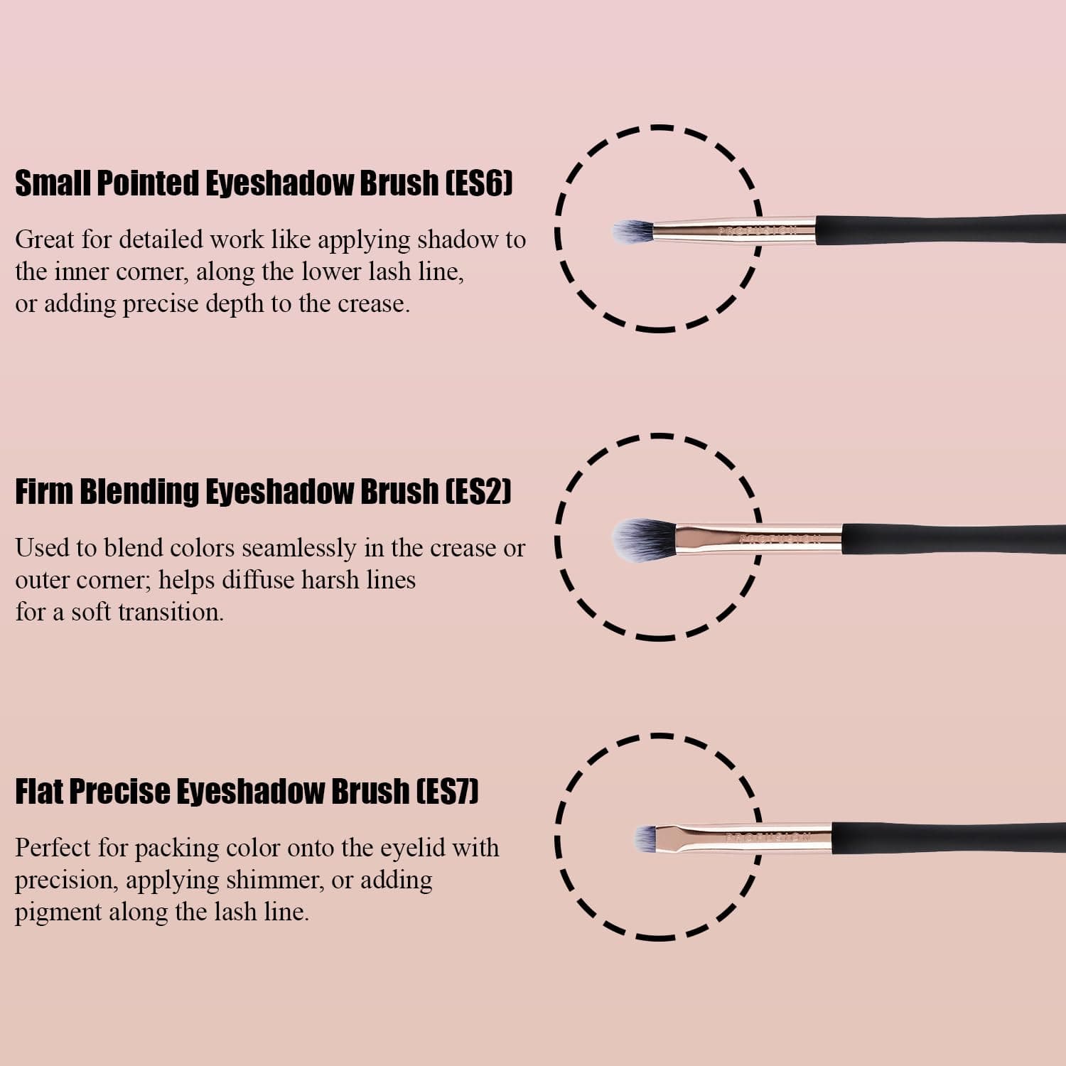 Profusion Cosmetics Brush Set Eye Essential 3 PC