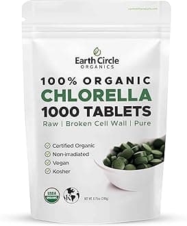 Premium Chlorella - 1000 Tablets | USDA Organic | Kosher | Highest Potency, Pure Chlorella raw superfood, ed Cell Wall | High in Protein, no additives or fillers