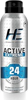 HE Active Extreme Perfumed Body Spray 150ml for Today's Active Men, 24 Hour Odor Protection* 99% Germ Free up to 24 hours