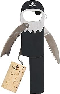 Pirate Bottle Opener | Sailing Gifts for Men | Nautical Corkscrew Wine Bottle Opener | Legless Pirate Cork Screw | Funny Novelty Gifts | Foil Cutter | Quirky Kitchen Gadgets | Bar Accessory