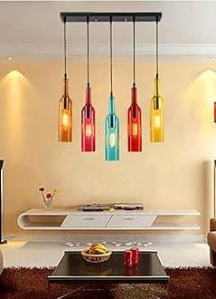 Lyse Decor Glass, Metal Hanging Lights,Hanging Lamps for Bedroom, Dining Table Lights, Living Room Lamps (Multicolor)