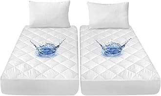 Split King Mattress Topper Protector Pad for Adjustable Bed Cover, Quilted, Breathable, Absorbent, Fitted Sheet Style, Machine Washable
