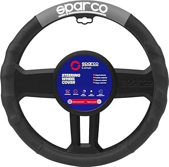 SPARCO SPC1111GR Universal Car Steering Wheel Cover, Black/Light Blue