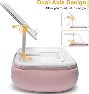 Lap Beanbag Kindle Pillow Stand with Silicone Pad,Angle Adjustable ipad Holder for Bed,Tablet Pillow with Removable Base,Soft Cushion Pillow Stand Compatible with 4.7-13" Kindle,Phone,Tablet,Pink
