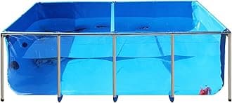 PVC KOI Aquarium Tank, Temporary Fish Tank with Clear Viewing Panel, KOI/Goldfish Pond with 304SS Frame & Drain Valve(70.9" L*39.4" W*31.5" H, About 345Gal Water Capacity)