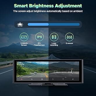 LAMTTO 9.26" Wireless Carplay Touchscreen with 4K Front Dashcam,Protable Carplay Screen Digital Media Receivers - Android Auto,Bluetooth,GPS Navigation,G-Sensor,Loop Recording,Mirror Link