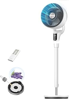 DREO 20dB Silent Standing Fan for Bedroom, 42" Pedestal Fans with Remote, 90° Oscillating, 90° Manual Vertical Cooling Fan, 8 Speeds, Adjustable Height, 8H Timer, Child Lock, LED Display,[Upgraded]