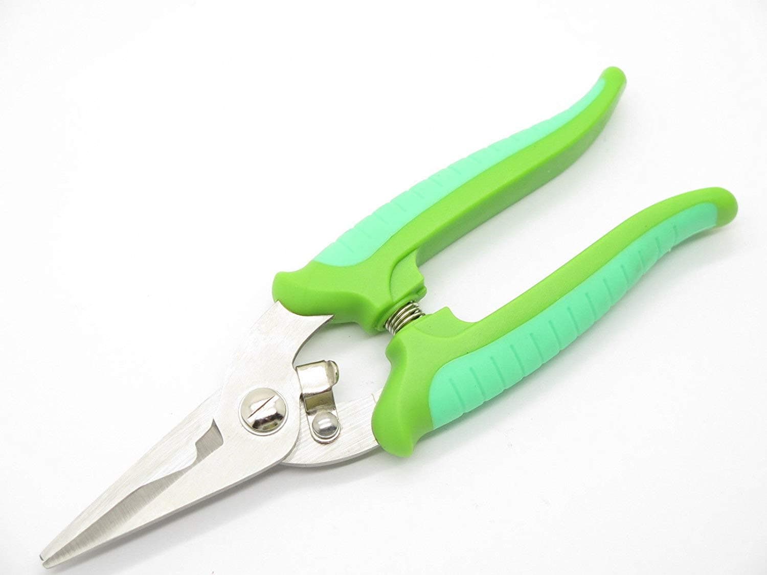 Green Spring Loaded Shears Scissors Home Garden Yard Kitchen Pruning Flower Clipper