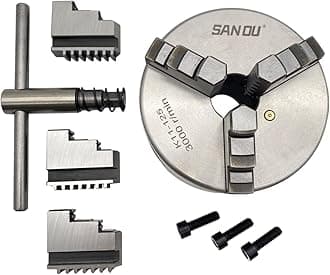 SANOU Manual Metal Lathe Chuck - 5 Inch 3 Jaw Self-Centering Scroll Chuck
