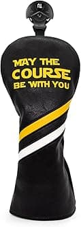 Golf Headcovers Golf Club Head Covers May The Course Be with You Style Elegant Embroidery Premium Leather Driver Fairway(FW) Wood Hybrid(UT) with Number Tags, Golf Mallet Putter Cover