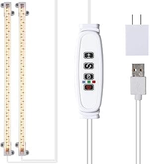 LED Grow Light Strips, 13 Inches Grow Lights for Indoor Plants Full Spectrum 3500K, 96 LEDs Plant Light with 3/9/12H Timer, 10 Dimmable Levels for Seedling Succulent, 2 Head