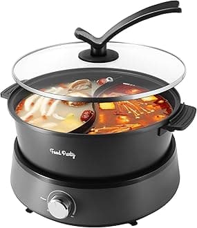 Food Party Electric Hot Pot Cooker Separable Shabu Shabu Pot with Divider Hotpot Pot Cooker Dual Sided 220V 1350W Non-Stick 4L Fondue Pot for 2-6 People