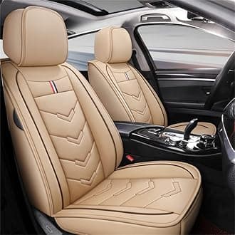 Car Seat Covers 5 Seat Leather Fits for Skoda Superb Scout 2015-2019 Vehicle Seat Cover Full Set Cushion Front Rear Seat Protectors (Beige)