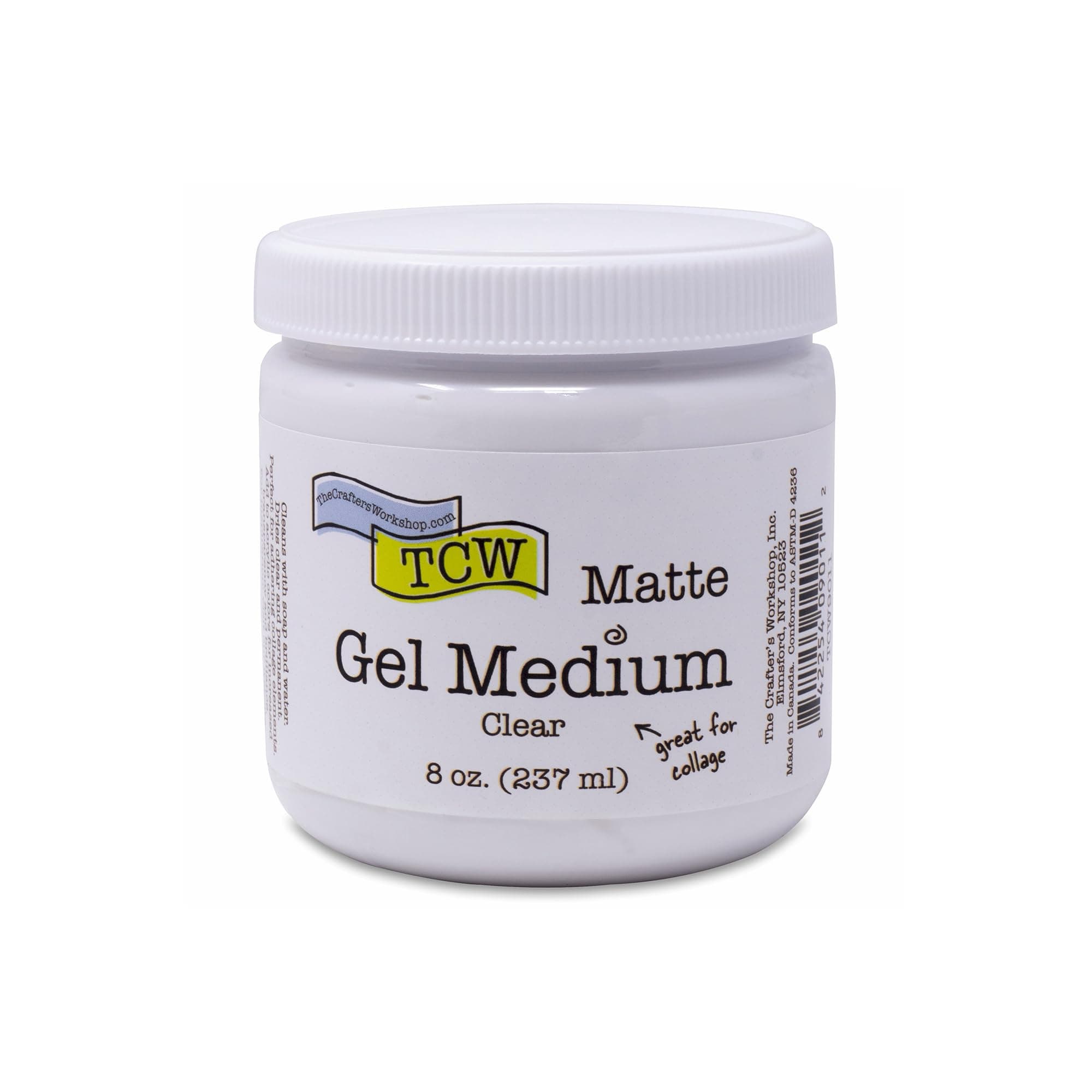 The Crafter's Workshop Matte Gel Medium for Acrylic Paint - Dimensional Clear Texture Paste for Stenciling & Mixed Media Art - Boutique Quality, 8 oz Jar