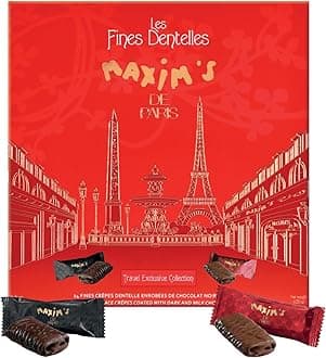 Chocolate Covered Crispy Crepes Assortment Milk And Dark Chocolate, Individually Wrapped in Paris Box, 24 pces