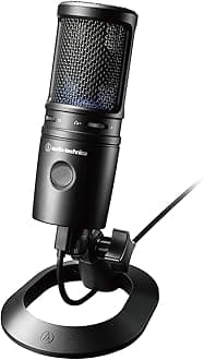 Audio-Technica AT2020USB-X Condenser Microphone with Mute Button, Volume Control, Earphone Output, USB-Type-C, No Driver Required, for Gaming, Streaming, USB Microphone Suitable for Telework/Streamers