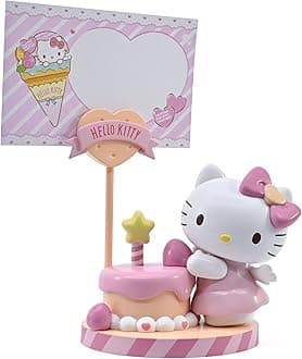 Hello Kitty Memo Stand Party Time Hello Kitty Functional Accessory, Designed to Hold Notes/Reminders/Images, Desk or Workspace Display Toy, Party Themed Figures, For Fans All Ages