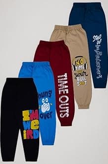 T2F Boy's Cotton Regular Fit Printed Track Pants (Pack fo 5)