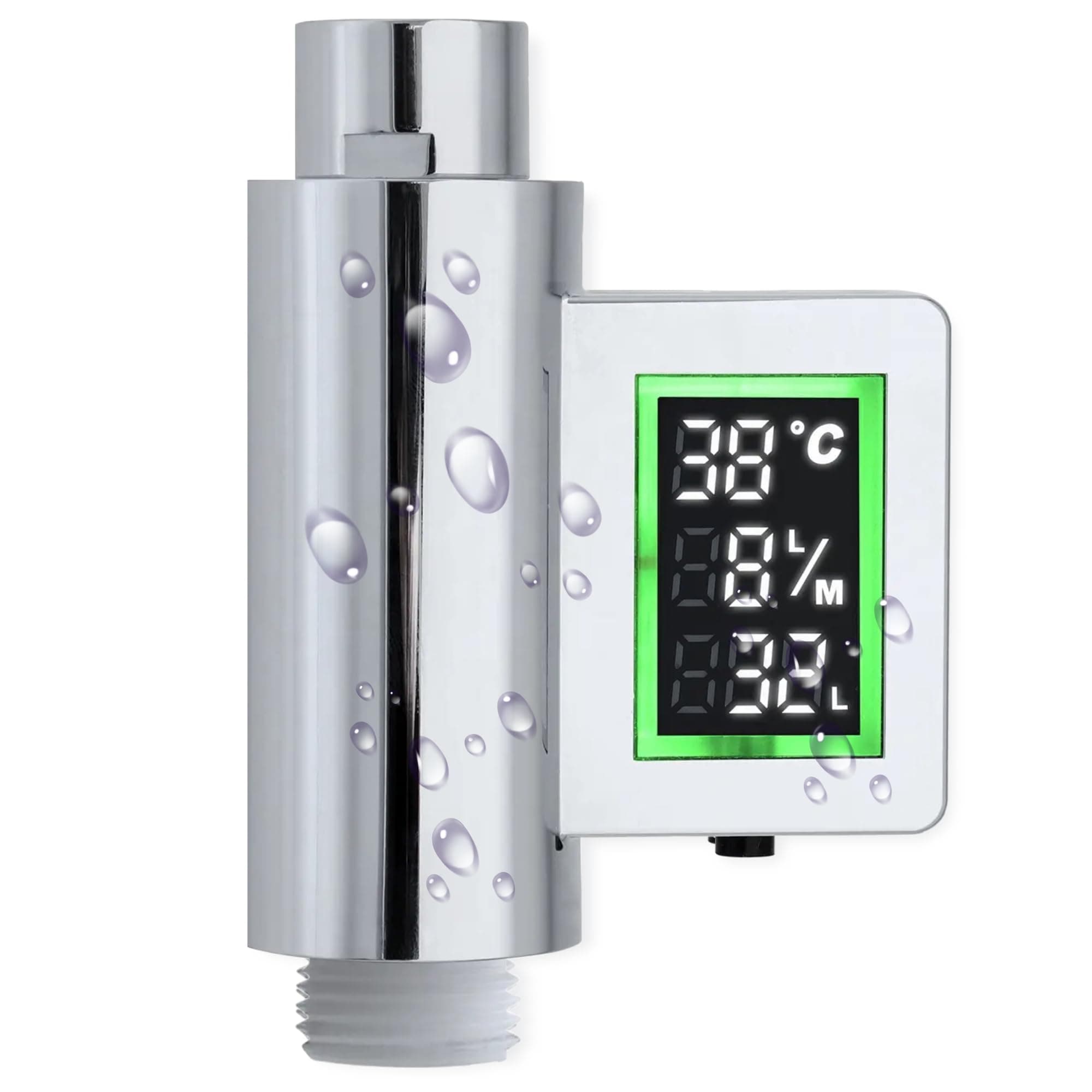 LOWENERGIE Shower Timer with Flow Meter Water & Energy Saving Coach Waterproof Self Powered