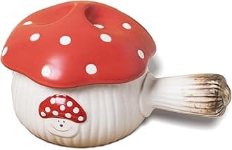 RESVUGA French Onion Soup Bowl with Lid, Crocks, Cute Mushroom Novelty 500ml Bowl with Handle, Lava Cakes, Creme Brulee, Egg Cooker.