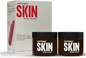 yourhappylifeSkin Capsules with Activated L- Glutathione, NAC, Niacinamide & Retinol for Smooth, Radiant & Clear Complexion | Reduced Pigmentation for Even tone Youthful & Glowing Skin, Pack of 2