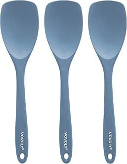 Upgrade Silicone Spatula Spoon Set,VOVOLY Heat Resistant Rubber Spoonula, Seamless Non-Stick Flexible Scrapers for Baking Mixing Tool,3 Pack,Starry Blue