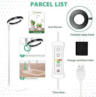 yadoker Plant Grow Light, LED Growing Light Full Spectrum for Indoor Plants,Height Adjustable, Automatic Timer, 5V Low Safe Voltage,Idea for Small Plant Ligh