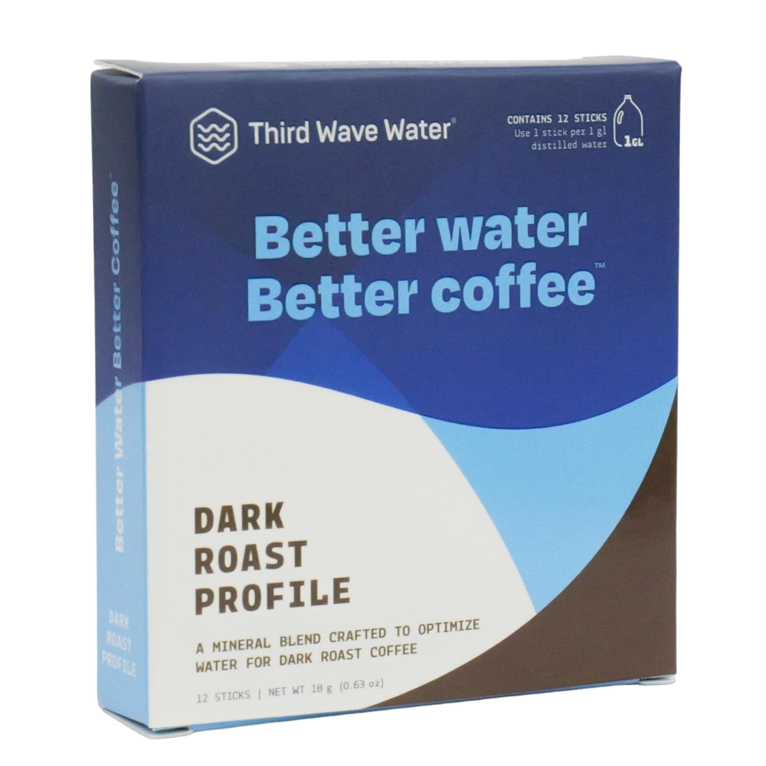 Third Wave Water Mineral Enhanced Flavor Optimizing Coffee Brewing - Dark Roast Profile - 12-Pack Gallons - As Seen On Shark Tank -