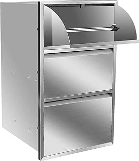 17" W x 30" H x 21" D Inch Outdoor Kitchen Stainless Steel Triple Access Drawers with Paper Towel Holder Combo for Outdoor Kitchen Island or Grill Station
