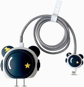 Sounce Spiral Cable Protector with Protective Case for iPhone Charger 18W & 20W, Charger Protective Cover, Full Protection Cover, Protection Sleeve, Cord Saver for Earphone, Cable & Adapter - Black