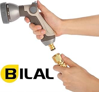 BILAL Quick Connect Hose Fittings, Garden Hose Quick Connect Kit, Solid Brass Standard 3/4 Inch GHT Thread Fitting No-Leak Water Hose Female and Male Adapter (6 pc Connect Set)