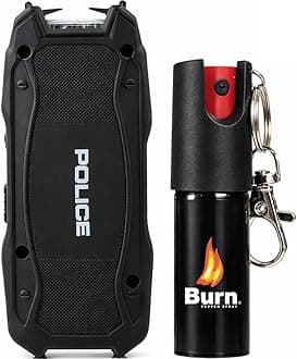 Police Stun Gun Burn Pepper Spray Combo Women Men Self Defense - 1901 Black