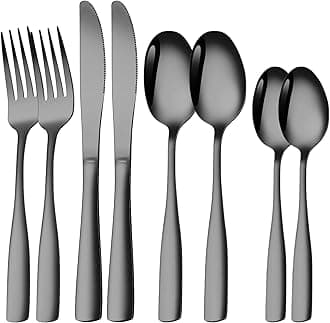 Silverware Set for 2, 8-Piece 18/10 Stainless Steel Flatware Set,Forged Cutlery Set Matte Finish for Home,Restaurant and Parties, Dishwasher Safe.