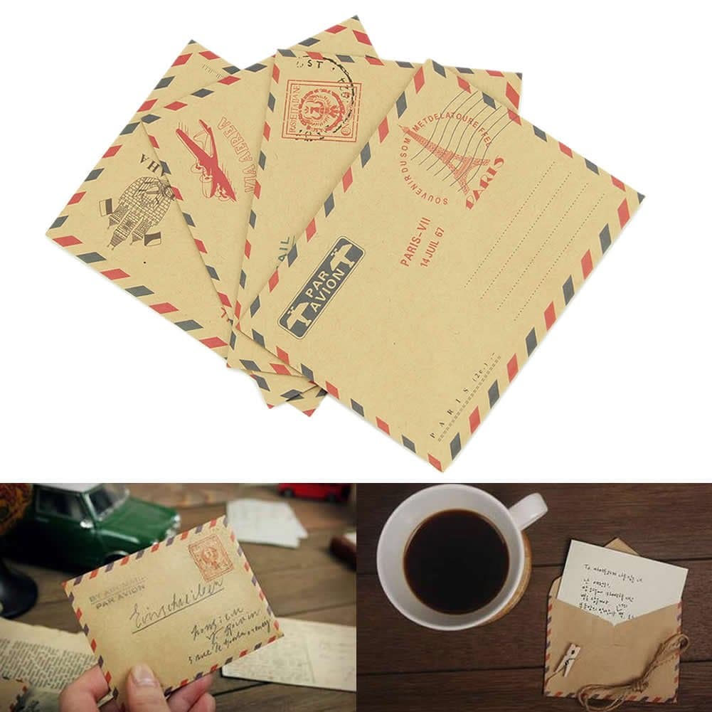 YSTD New Vintage 10 Sheets Mini Envelope Postcard Letter Stationary Storage Paper
