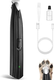 Dog Paw Trimmer for Grooming, Cordless Electric Dog Clippers with LED Light, Rechargeable Low Noise Small Pet Shaver for Trimming Cat's Hair Around Eyes, Faces, Ears, Paws, Rump(Black)
