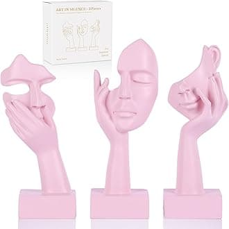 Thinker Statue Set - Abstract Art Figures for Home Decoration Women Face for Apartment Bookshelf Floating Shelf Coffee Table Office Desk Bathroom Counter 3 Pack