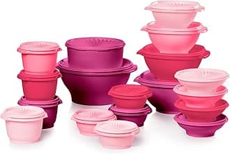 Tupperware Heritage Collection Food Storage Containers, Dishwasher-Safe and BPA-Free, 36-Piece Set (18 Containers and 18 Lids), Vintage Pink