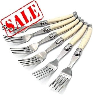 LAGUIOLE Forks of 6, Stainless Steel Dinnerware/Tableware/Flatware/Cutlery Set with White/Ivory Handle, Made in China, Reputable Global Manufacturer with Certificate (GMC)