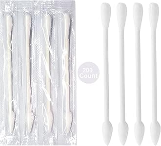 200 Count Individually Wrapped Cotton Swabs,Travel Cotton Swabs,Cotton Stick,Pointed Cotton Swab,Round Tip Cotton Swab,Individually Wrapped Double Tipped Cotton Swabs,for The Ear, Makeup, Clean