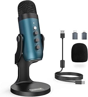 ZealSound USB Condenser Microphone,Computer PC Gaming Mic,Plug&Play Microphones for PS 4&5.Monitor Adjust&Volume Control,Mic Gain Control,Mute Button for TikTok,YouTube Podcast on Mac&Windows(Teal)