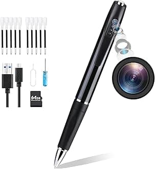 64GB Hidden Camera Pen [Upgraded 2025] – 1080P Body Cam with HD Video or Picture Taking, SD Card Storage, and Manual Control for Privacy Compliance Card for Business Conference and Security.