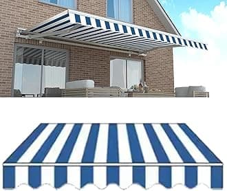 ILOOXI Patio Awning Retractable Fabric, Awning Replacement Fabric Sun Shade Shelter, Waterproof Sun Shade Awning Cover, Polyester Outdoor Canopy, Various Size Options ﻿ ﻿(20x10ft/600x300cm)
