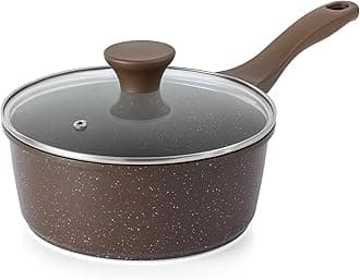Saucepan Nonstick with Lid 1.5 Quarts Granite Coating Sauce Pot Small Kitchen Cooking Pot, Induction Comptable, Free of Intentionally Added PFOA