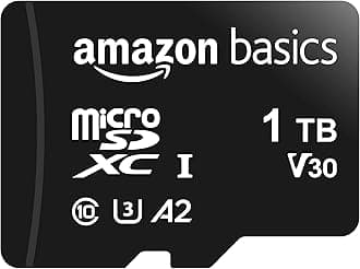 - Amazon Basics microSDXC Memory Card with Full Size Adapter, A2, U3, Read Speed up to 100 MB/s, 1 Tb, Black