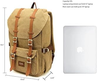 KAUKKO Travel Laptop Backpack, Outdoor Rucksack, Causal backpack Fits 15.6"(Canvas Khaki2pc)