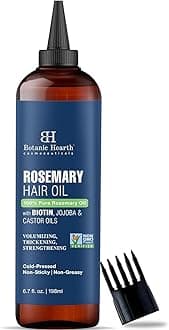 Botanic Hearth Hair Oil for Hair Growth | Rosemary Oil for Hair Growth with Biotin, Castor & Jojoba | Hair Relaxers & Dry Scalp Treatment | Color Safe | All Hair Types | 6.7 Fl Oz