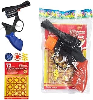 Battle Ground Double Action Toy 8 SHOT Cap/BB Gun + 72 Ring Caps 3 in 1 SGM Toys
