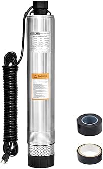 WASSERMANN 4" Septic Pump Submersible Effluent/Cistern Bottom Suction Pump with 33FT Cable,1/2HP,230V/60HZ,26GPM,138FT Head,Stainless Steel Deep Well Pumps for Septic Tank Home